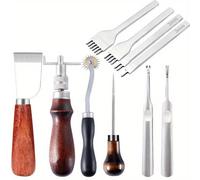 TEMU Kit de Herramientas de Cuero MEIKEA - Juego de Reparación y Costura Manual, Punzón, Tallado, Ranurado, Herramientas Profesionales para DIY