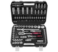 TEMU Kit de herramientas de reparación de automóvil de 108 piezas, juego de llave de impacto de 1/4 1/2 con ratchet, conjunto de herramientas combo para reparación de bicicletas y automóviles