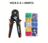 TEMU Kit de herramientas para crimpado de anillos, juego de crimpado de terminales de autoajustable serrado hexagonal AWG23