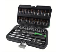 TEMU Kit de Herramientas para Mecánico Automotriz de 46 Piezas - Llave de Torsión con y Juego de Destornilladores Variados - Todo en Uno Ultraportátil para el de Coches, Bicicletas y Motocicletas