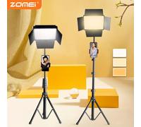 TEMU Kit de iluminación para estudio con LED, luz de relleno cuadrada de 10 pulgadas, fuente de alimentación USB, sin batería, extensible, utilizado en fotográficos, reuniones, vídeos y transmisiones