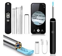 TEMU Kit de Limpieza con Cámara 1080P y 6 Tapones - Herramienta para Eliminar Cerumen, Compatible con - 8 Espátulas para Oídos - para iOS y
