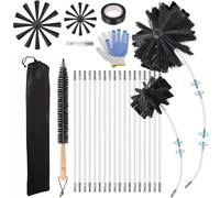 TEMU Kit de Limpieza de Chimenea con Cepillo Potente para Rejillas, de Limpieza de y Ventilación de Secado de Chimeneas, Herramienta con 18 Varillas Suaves de Nylon + Un Par de Guantes