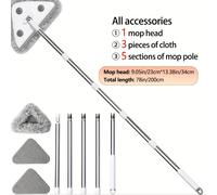 TEMU Kit de Limpieza de Ventanas Extendido Joybos 3-en-1 - Raspador de 78.7" para 4m , 3 Paños Reutilizables, Ideal para Uso en Casa y Garaje, Regalo para Navidad/Halloween