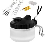 TEMU Kit de Limpieza para Aerógrafo con Portaobjetos, Herramientas de , 5 Agujas Limpiadoras y Cepillo, 1 Aguja Dorada, Kit de Agujas Desatascador para Aerografía