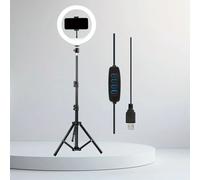 TEMU Kit de Luz Anular para Selfies de 10 Pulgadas con Soporte y Sujeción para Teléfono, LED Retráctil de Color Niveles de , USB para Maquillaje, Fotografía y Grabación de Vídeos