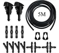 TEMU Kit de Manguera para Limpiaparabrisas 17 Piezas, : Tubo 5m con 12 Conectores, 2 Boquillas de y 2 Juntas, 2 Ventiladores Compatibles con la Mayoría del