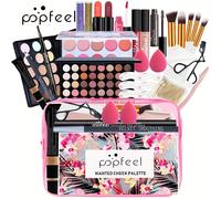 TEMU Kit de maquillaje para principiantes POPFEEL, juego completo de cosméticos con pinceles y bolsa, de color , forma de pasta, herramientas de belleza profesionales para la aplicación de maquillaje