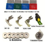 TEMU Kit de Máquina de Coser Industrial 51 Piezas con Prensatelas NT-18 P58N TCR, 4 Agujas (11/75, 14/90, 16/100, 18/110), 6 y Estuche en