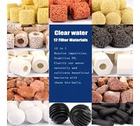 TEMU Kit de medios de filtro de acuario 12 en 1, 420G de anillos de cerámica , de filtración para peces de estanque, material de piedra, sin carga, para peces de agua y