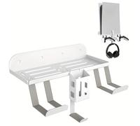 TEMU Kit de Montaje en Pared OUBANG para PS5, Soporte Metálico con 2 Brackets Colgantes para Mandos/ para Mando a Distancia/Colgador para Auriculares, Alfombrilla Antideslizante
