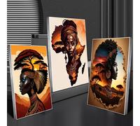 TEMU Kit de Mosaico de Belleza Africana para Pintura con Diamantes DIY, 3 piezas, Taladro Completo, 30*40cm/15.75*11.81in