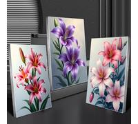 TEMU Kit de Mosaico Floral Completo para Pintura de Diamante DIY 3 piezas, Taladro Completo 30*40cm/15.75*11.81in