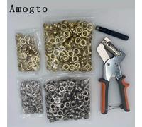 TEMU Kit de ojales Amogto de 3/8 de , juego de alicates de ojillera manuales con 500 ojales metálicos y herramienta perforadora para lonas, cuero, papel, banderas