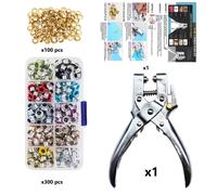 TEMU Kit de ojales metálicos de 4.5 mm (diámetro interior) 3/16 pulgadas con alicates perforadores de ojales, kits de ojales metálicos para zapatos, juegos de ojales para cuero, tela, cinturón, ropa