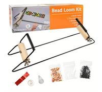 TEMU Kit de para Abalorios Hobbyworker Extra Ancho, Extra Ancho, Hilo, Agujas y 3 Bolsas de Cuentas de Vidrio para Pulseras, Collares, Cinturones y Más