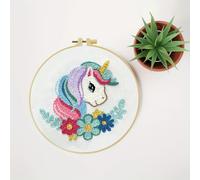 TEMU Kit de para Aguja de Punzón Unicornio 7.9x7.9" - Set de Manualidades Relajantes con Herramientas, Hilos, Aro y Instrucciones - Regalo para Principiantes para Decoración de Oficina en Casa