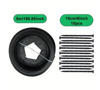 TEMU Kit de para Jardín Sin Excavación de Material PE, 5 Metros , Altura de 50 cm, Duradero y Fácil de Instalar, 15 Estacas de Sujeción, Adecuado para Camas de Flores, Anillos de Árboles y
