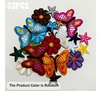 TEMU Kit de parches bordados termoadhesivos para ropa, estilos variados, mariposas, flores, corazones, estrellas, apliques para chaquetas, jeans, mochilas - para ropa y accesorios especiales