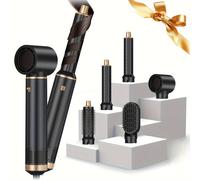 TEMU Kit de peinado 5 en 1: Secador de pelo de velocidad ajustes de + Cepillo alisador y rizador | Reduce el frizz en un 85% + 50% más y el cabello | una calidad de salón en casa