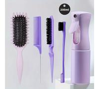 TEMU Kit de peinado de 5 piezas: Cepillo tipo "candy" para cabello , peine tipo "rat tail", cepillo para control de bordes - Ideal para resultados profesionales de salón