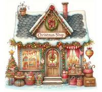 TEMU ¡! Kit de Pintura con Diamantes - de Tienda Navideña, 5D sin y con Cuentas Redondas | Decoración Completa para Fiestas, Regalo Ideal para el Hogar