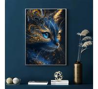 TEMU Kit de Pintura de Diamante Estilo Fantasía Gato 5D, Completo con Pedrería, Decoración Manual para Oficina o Hogar, Tamaño 30*40 cm, 11.8*15.7 Pulgadas