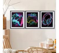 TEMU Kit de pintura de diamantes de controlador de juego de neón 3PC - Adecuado para principiantes, adultos y regalos