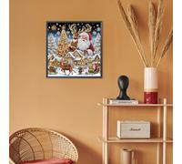 TEMU Kit de pintura de diamantes de tema de Navidad DIY 5D, cristal de perforación parcial de forma redonda e irregular, manual de , de pared de para decoración del hogar, sin