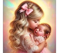 TEMU Kit de pintura de diamantes DIY, diamantes de acrílico redondos, tema de de amorosas, de bordado de perforación completa para decoración del hogar