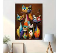 TEMU Kit de Pintura Diamante 5D Último Lanzamiento - Serie Animales, Diseño Abstracto de Gato, Suministros para con Diamantes, Ideal para Principiantes Adultos y Decoración del Hogar. Sin