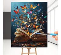 TEMU Kit de Pintura por Números para Principiantes Adultos - Témperas Acrílicas, , 3 Brochas y Manual Instrucciones con Mariposas Fantásticas para la en , 40x50 cm/15.7x19.6 pulgadas Sin