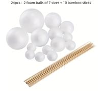 TEMU Kit de Proyecto del Solar, 24 Piezas: Modelos de Planetas con 14 Bolas de Poliestireno Varillas de Bambú de 24 cm para , Ciencia, Manualidades DIY