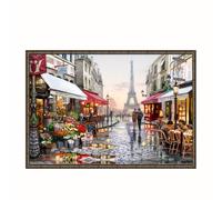 TEMU Kit de punto de cruz de de de París, tela de algodón, juego de bordado artesanal de bricolaje para decoración del hogar, , dormitorio, tema de construcción, regalo artesanal para todas