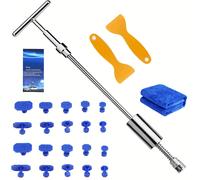 TEMU Kit de reparación de carrocerías para automóviles para eliminar abolladuras sin pintura, con un tirador de barra T, de metal reversible y taza de succión, ideal para uso en garaje y .