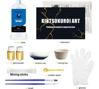 TEMU Kit de Reparación Dorado, Kit Japonés para Arreglar Cerámica y Vidrio Roto, Pegamento para Tus Piezas Significativas y Crear una Obra Única con Agrietada en Oro