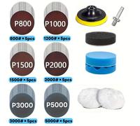 TEMU Kit de reparación y restauración para faros con 37 piezas, disco pulidor automotriz de 3 pulgadas (75 mm), esponja cera auto + papel detallado