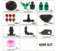 TEMU Kit de riego por goteo ajustable de 5/10/15/20/25/30/35/40M de PVC, no requiere electricidad, conectores de estándar de la UE, juego de riego para plantas en el jardín