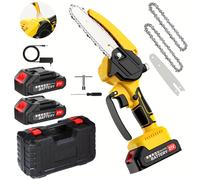 TEMU Kit de Sierra de Cadena Inalámbrica Mini de 6" Mejorado 2024 - Sierra Eléctrica Portátil de con 2 Baterías Recargables de 2000mAh 21V, Ideal para Podar Árboles y Cortar