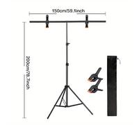 TEMU Kit de soporte de de fotografía portátil de T - Soporte de aleación de aluminio ajustable con clips de para estudio fotográfico, altura telescópica y ajustable , soporte de