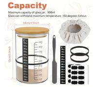 TEMU Kit de , Tarro para con Etiquetas, Banda Elástica, Termómetro, Raspador y Cubierta de Tela para Tarro, Suministros para Hornear Pan de