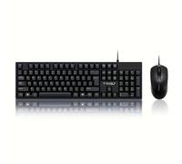 TEMU Kit de teclado y ratón con cable USB, teclado simple de 104 teclas, suite de oficina, de HD para una cómoda, enchufar y usar