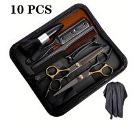 TEMU Kit de Tijeras para Cortar Cabello de 8/10 piezas, Dorado Profesional para el Hogar, Peluquería/Tesorería, Tijeras para Despejar y Mezclar Corte de Pelo para Hombres Mujeres Mascotas