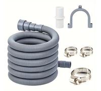 TEMU Kit de tubo de desagüe para lavadora y lavavajillas de 1 pieza, que manguera corrugada flexible, adaptador de extensión y abrazadera de manguera