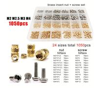 TEMU Kit de Tuerca y Tornillo de Inserción de Latón - Tamaños M1.4 a M6, Cabeza Redonda Phillips, Estriada para Impresión 3D y Moldeo por Inyección