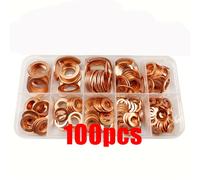 TEMU Kit Maestro de Juntas de de Cobre de 200/ piezas - Surtido de Sellos de Tubo de Varilla de Empuje con Anillos Planos, Tuercas y Tornillos - Set Completo en Resistente para Diversas Aplicaciones