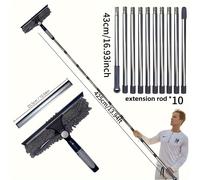 TEMU Kit Profesional de Limpieza de Ventanas de Altura - Microfibra y Absorbente con Palo de Acero Inoxidable, 196 Pies, Ideal para Rascacielos y Edificios Elevados