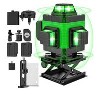 TEMU Kit Profesional de Nivel Láser 4D Autonivelante con 16 Líneas de Haz Verde, Control Remoto Autonivelante Magnético y 2 Baterías, para Alineación , Construcción, Diseño de Interiores y Renovación