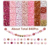 TEMU Kits para hacer joyas con 300/450/840 piezas en rosa, y , con cuentas de y cuentas acrílicas de - para crear tus propias pulseras, collares y otros proyectos de manualidades