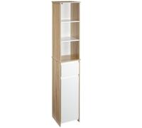 TEMU kleankin Armario de Baño Mueble Columna de Baño con 1 Puerta Cajon y 3 Estantes Balda Ajustable para Cocina Salon 32.6x30x171.2 cm Madera Natural y